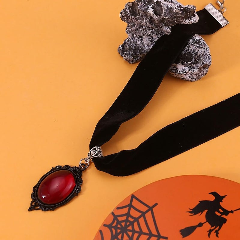 Cicod Gothic Black Velvet Goth Choker Necklace for Women,Cameo Black Choker Crow Skull Pendant Necklace Vintage Collar Skull Necklace Gothic Jewelry - Image 5